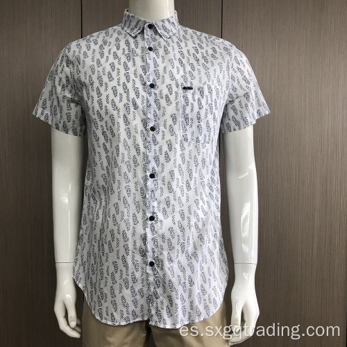 Camisa de manga corta con estampado 100% algodón para hombre